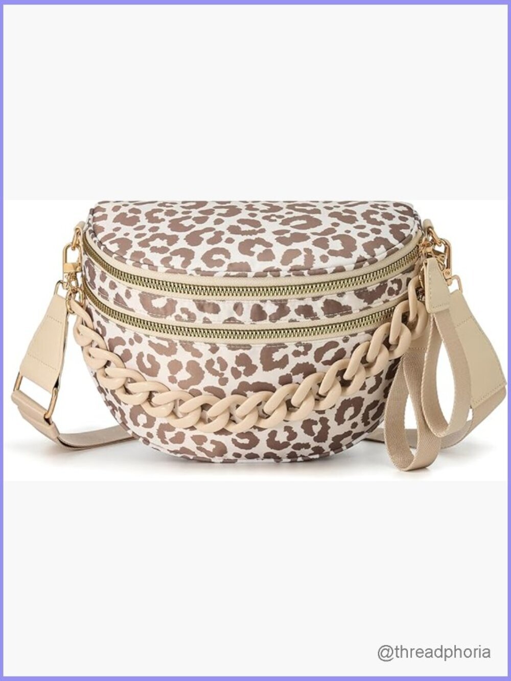 Checkered Nylon Crossbody Bag with Chain Strap Large Capacity
